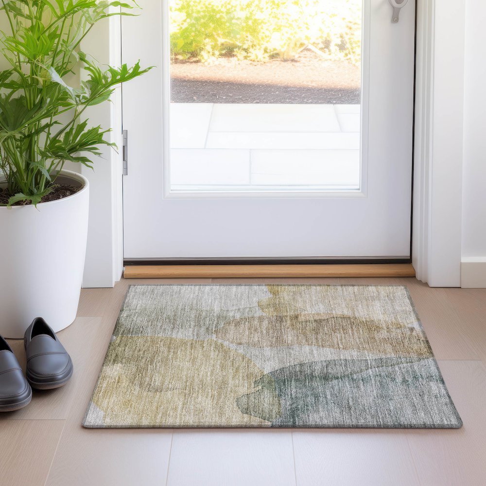 Luxury Washable Indoor/Outdoor Ravenna Wheat 1'8" x 2'6" Rug. Picture 5