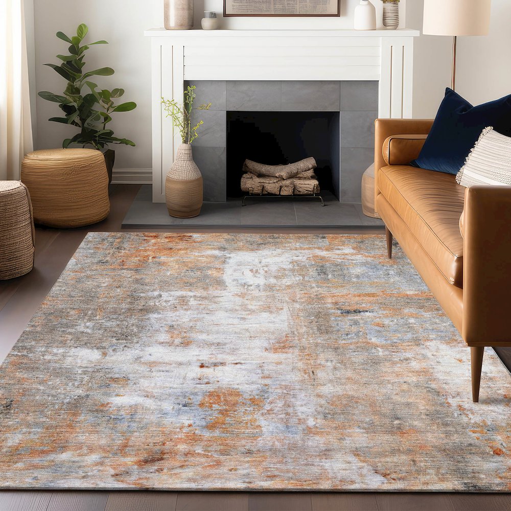 Luxury Washable Indoor/Outdoor Ravenna Copper 2'6" x 3'10" Rug. Picture 6