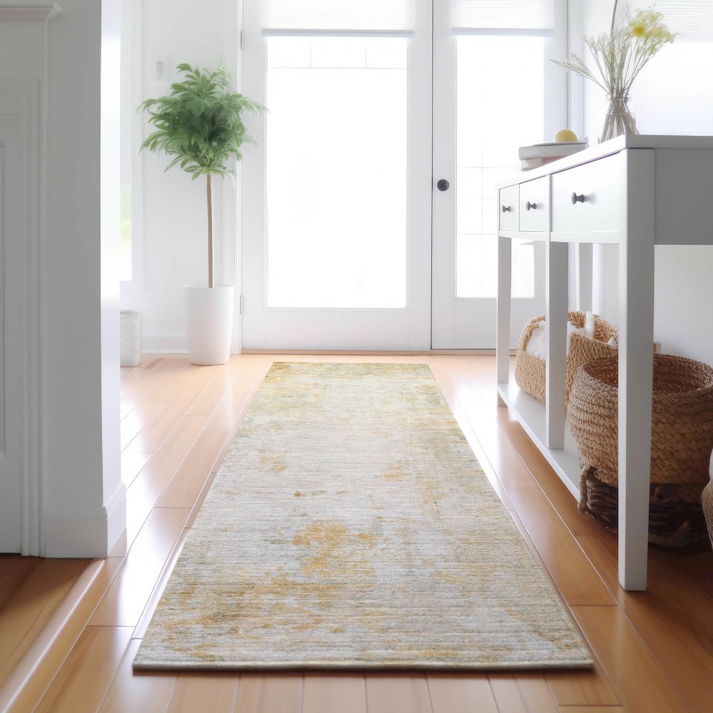 Luxury Washable Indoor/Outdoor Ravenna Linen 2'3" x 7'6" Runner Rug. Picture 5