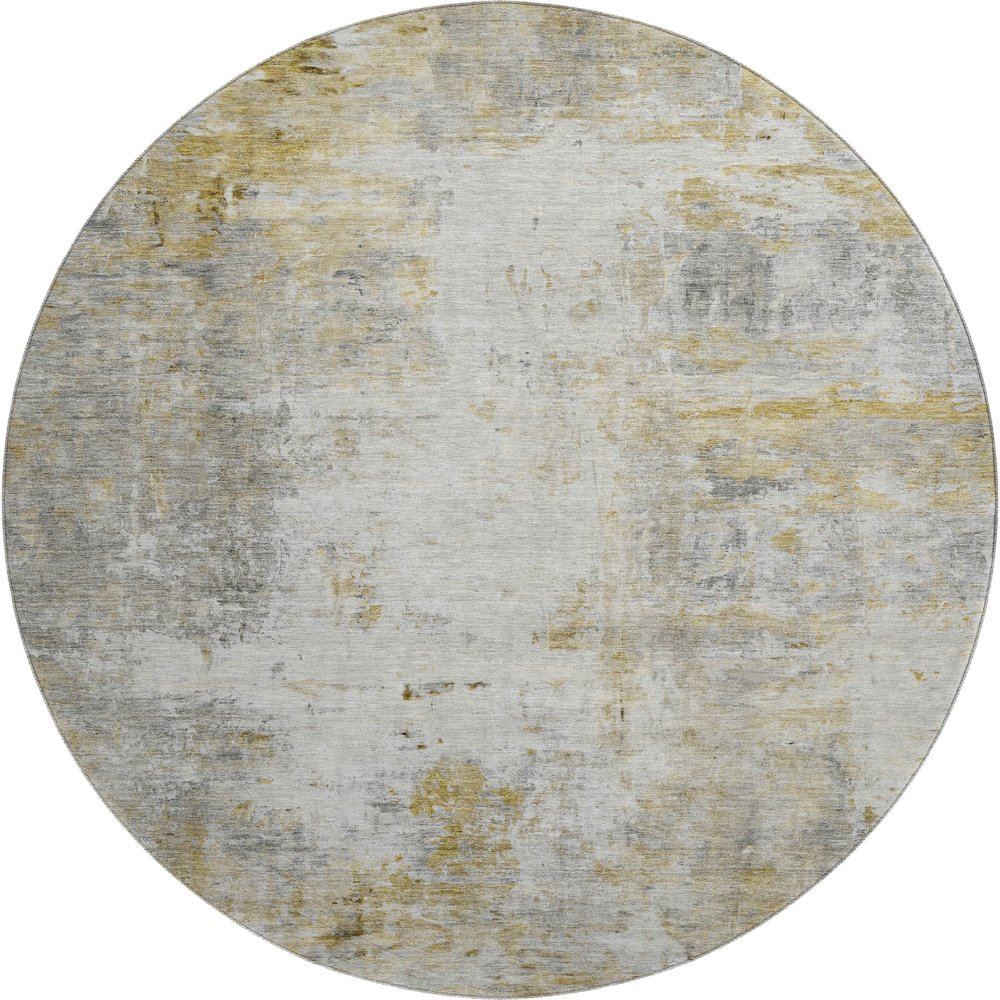 Luxury Washable Indoor/Outdoor Ravenna Taupe 8' x 8' Round Rug. Picture 1