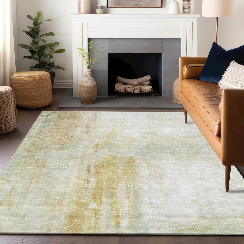Luxury Washable Indoor/Outdoor Ravenna Linen 2'6" x 3'10" Rug. Picture 6