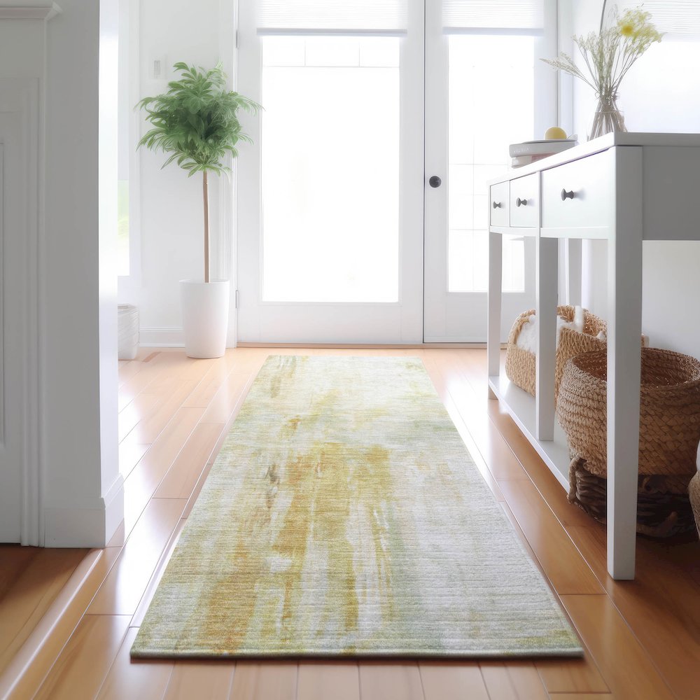 Luxury Washable Indoor/Outdoor Ravenna Linen 2'3" x 7'6" Runner Rug. Picture 5