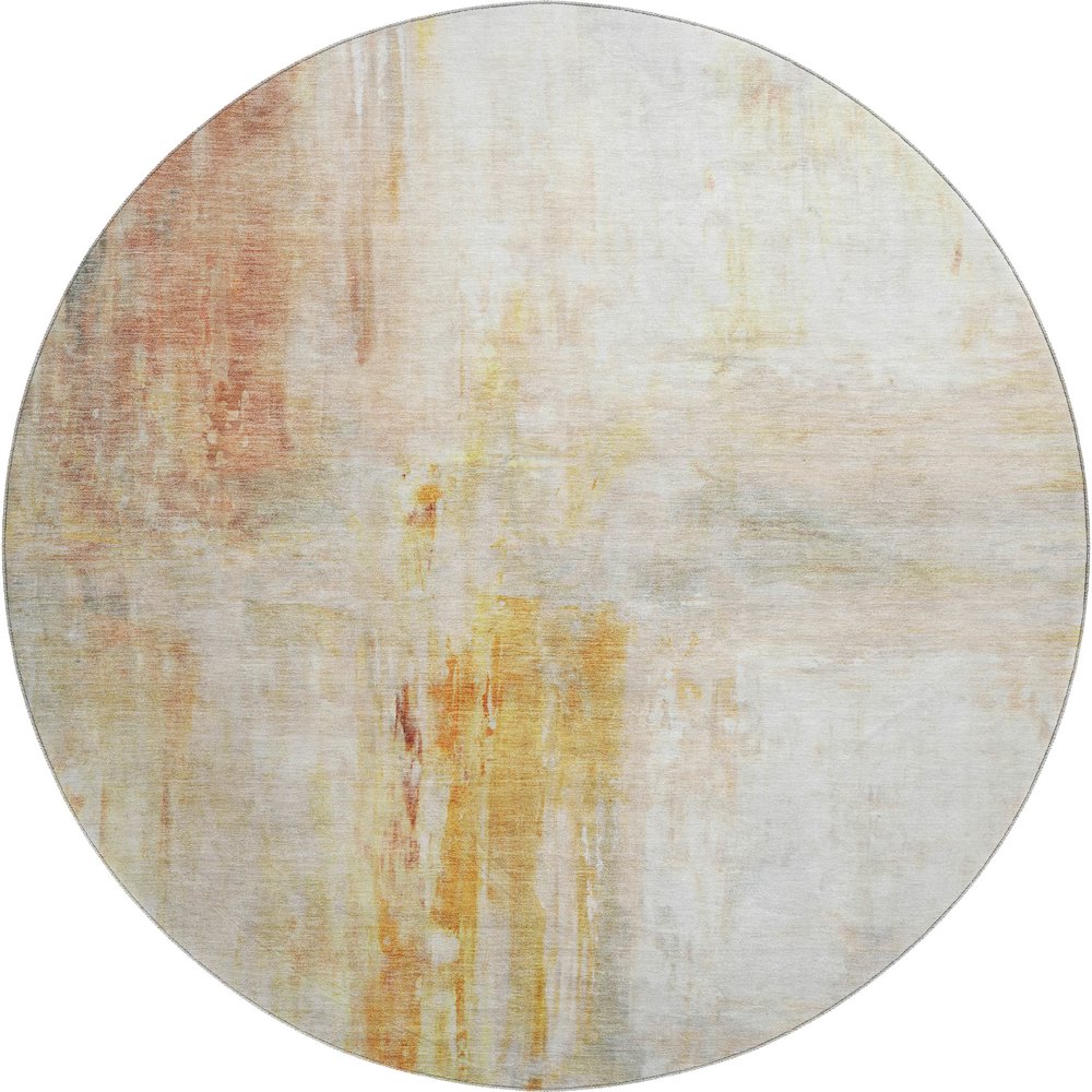 Luxury Washable Indoor/Outdoor Ravenna Paprika 8' x 8' Round Rug. Picture 1