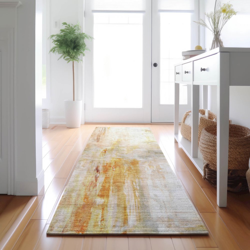 Luxury Washable Indoor/Outdoor Ravenna Paprika 2'3" x 7'6" Runner Rug. Picture 5