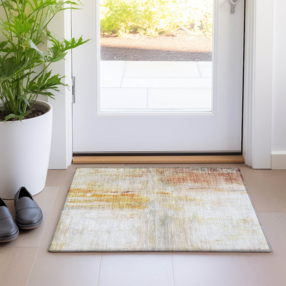 Luxury Washable Indoor/Outdoor Ravenna Paprika 1'8" x 2'6" Rug. Picture 5