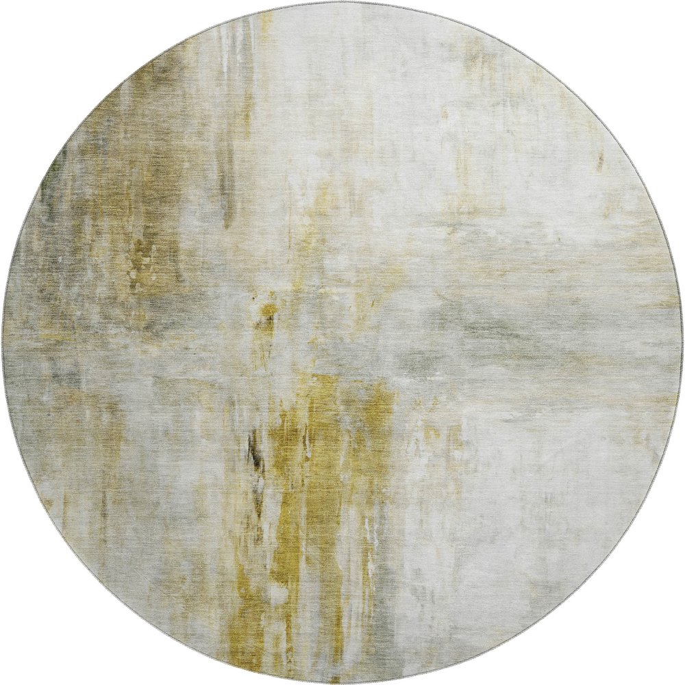 Luxury Washable Indoor/Outdoor Ravenna Taupe 8' x 8' Round Rug. Picture 1