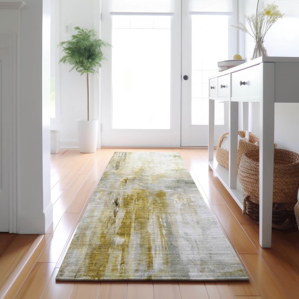 Luxury Washable Indoor/Outdoor Ravenna Taupe 2'3" x 7'6" Runner Rug. Picture 5