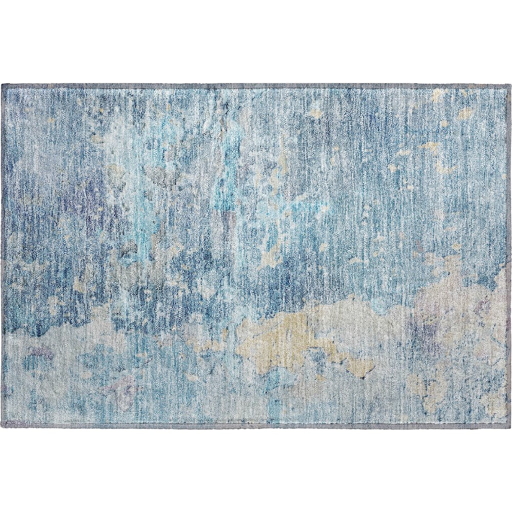 Luxury Washable Indoor/Outdoor Ravenna Blue 1'8" x 2'6" Rug. Picture 1