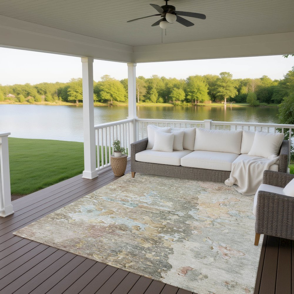 Luxury Washable Indoor/Outdoor Ravenna Brown 2'6" x 3'10" Rug. Picture 7