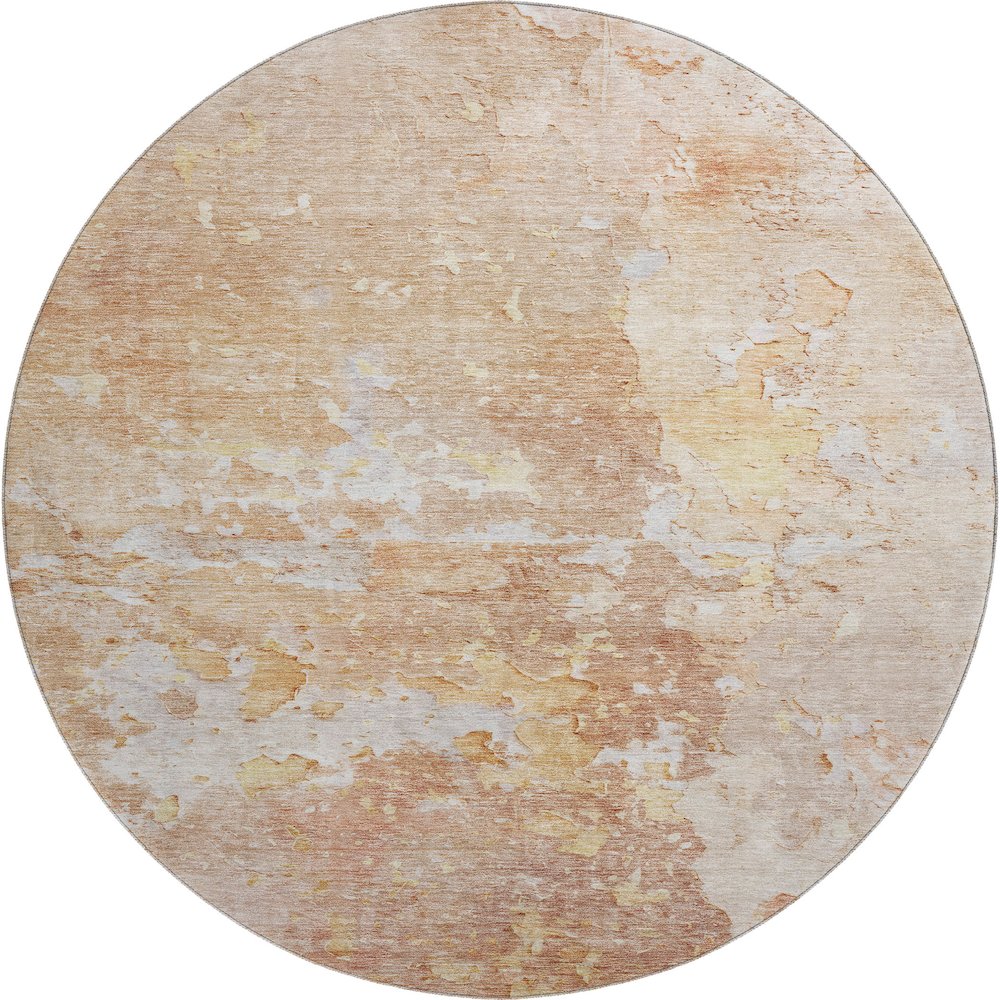 Luxury Washable Indoor/Outdoor Ravenna Salmon 8' x 8' Round Rug. Picture 1