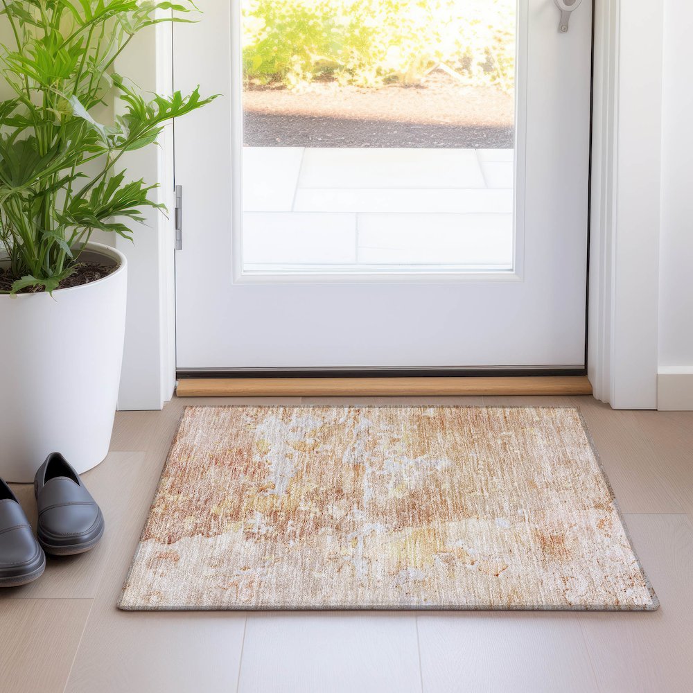 Luxury Washable Indoor/Outdoor Ravenna Salmon 1'8" x 2'6" Rug. Picture 5