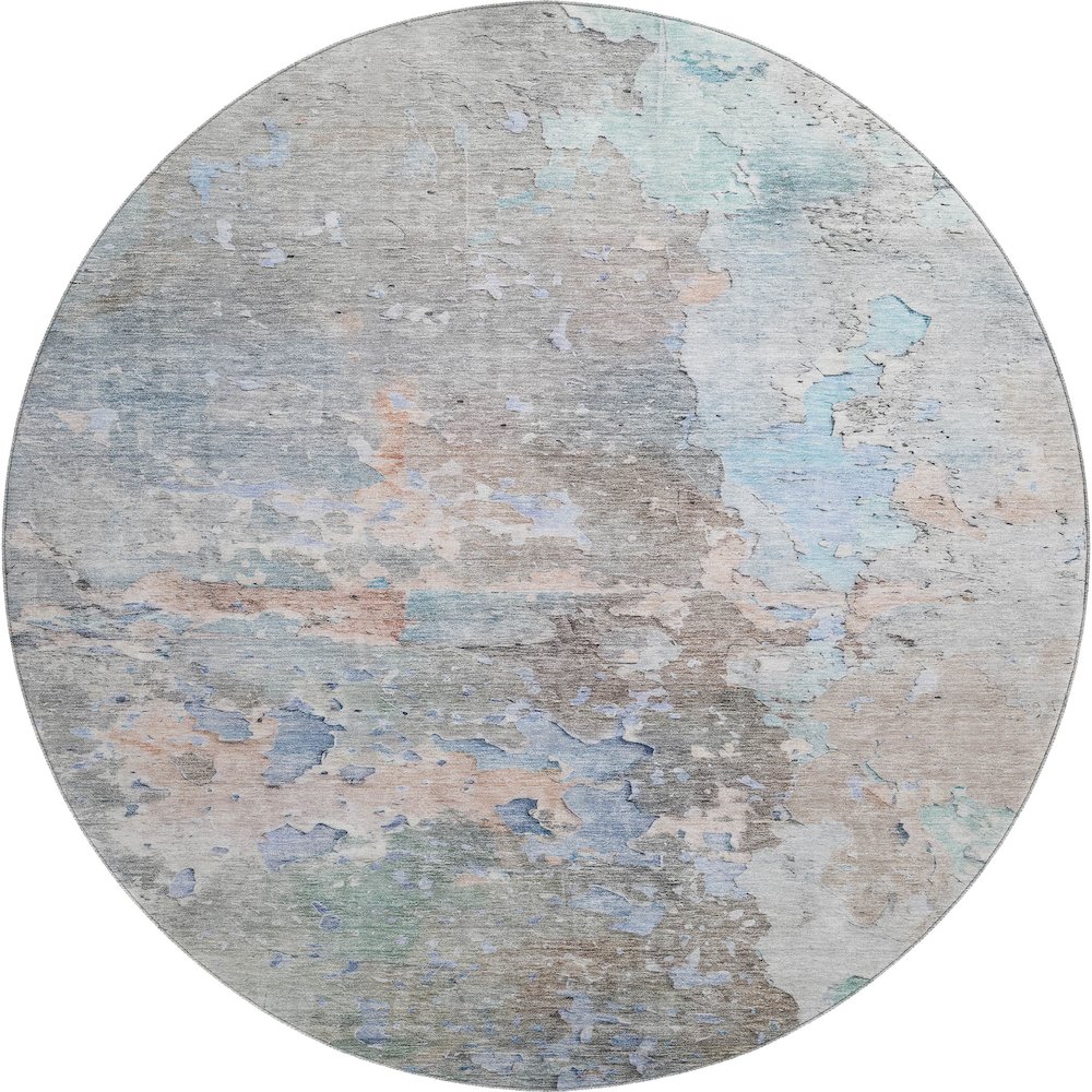 Luxury Washable Indoor/Outdoor Ravenna Taupe 8' x 8' Round Rug. Picture 1