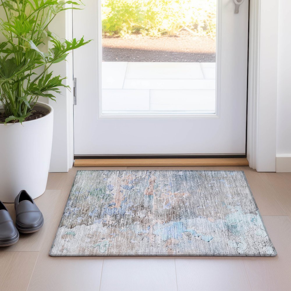 Luxury Washable Indoor/Outdoor Ravenna Taupe 1'8" x 2'6" Rug. Picture 5