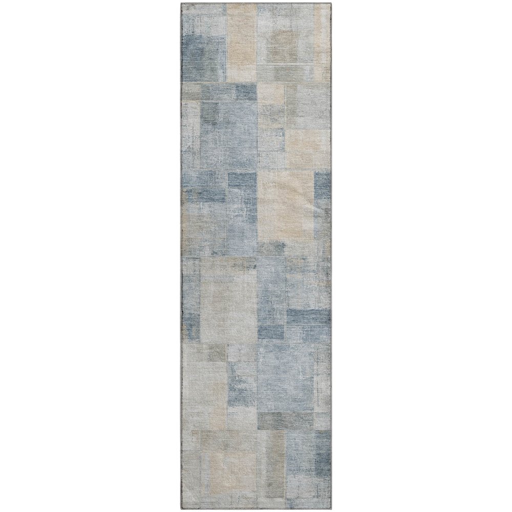 Luxury Washable Indoor/Outdoor Ravenna Denim 2'3" x 7'6" Runner Rug. Picture 1