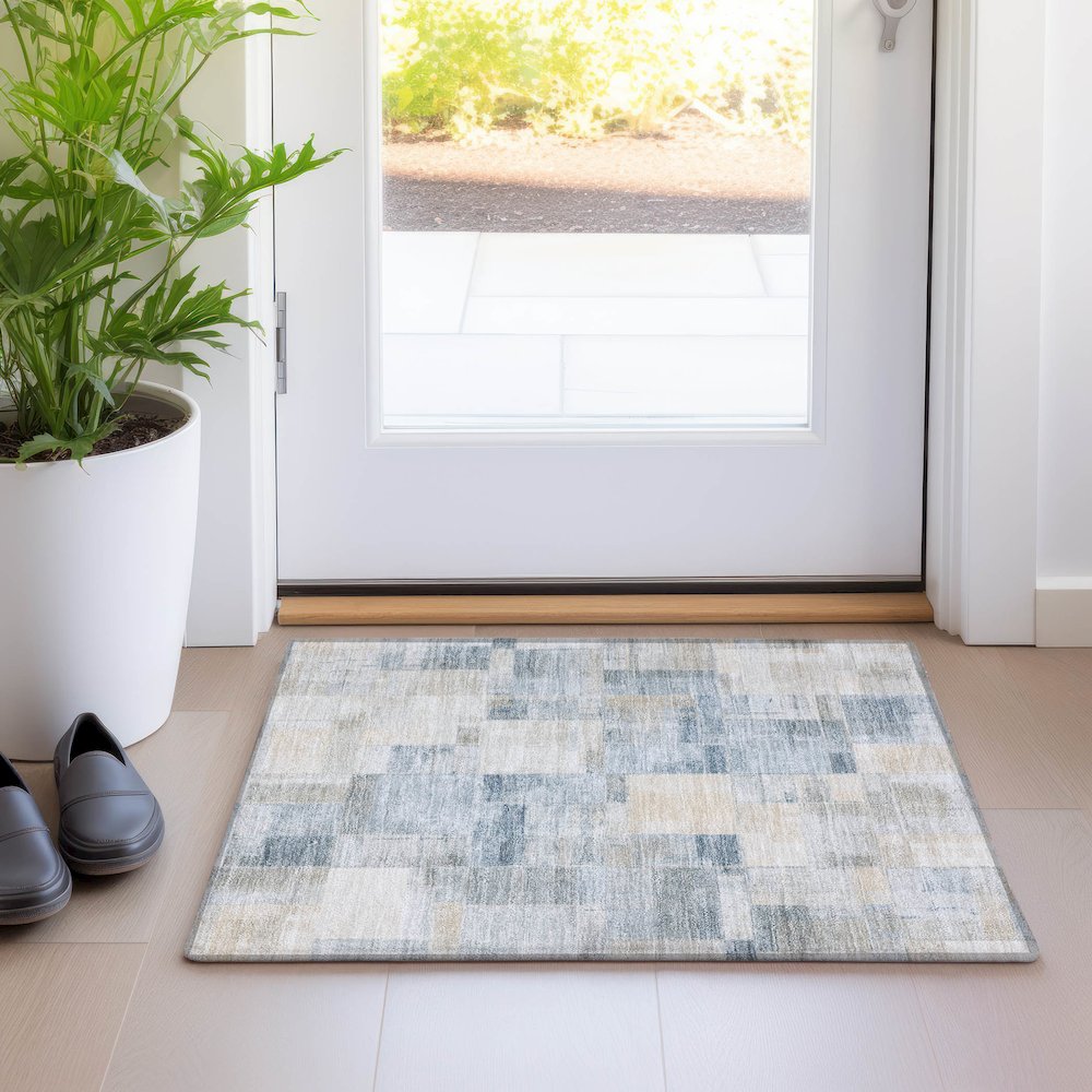 Luxury Washable Indoor/Outdoor Ravenna Denim 1'8" x 2'6" Rug. Picture 5
