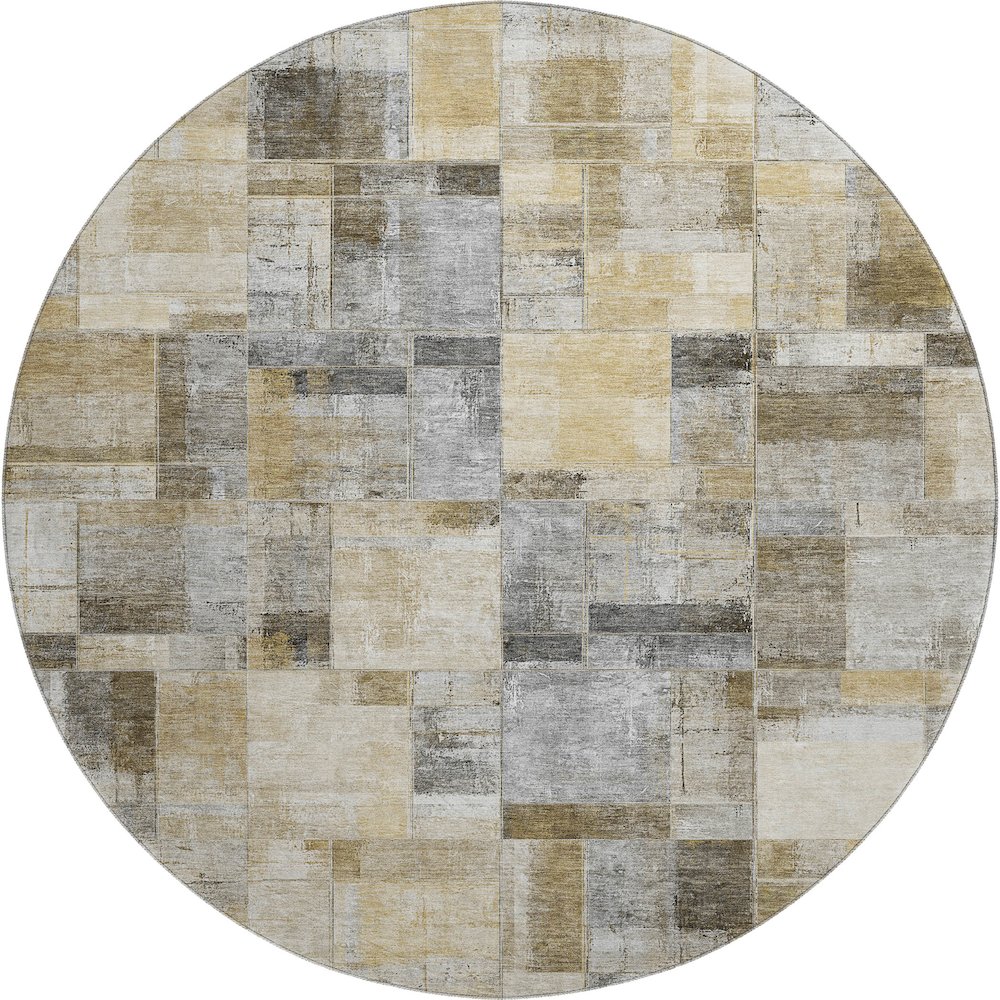 Luxury Washable Indoor/Outdoor Ravenna Granite 8' x 8' Round Rug. Picture 1