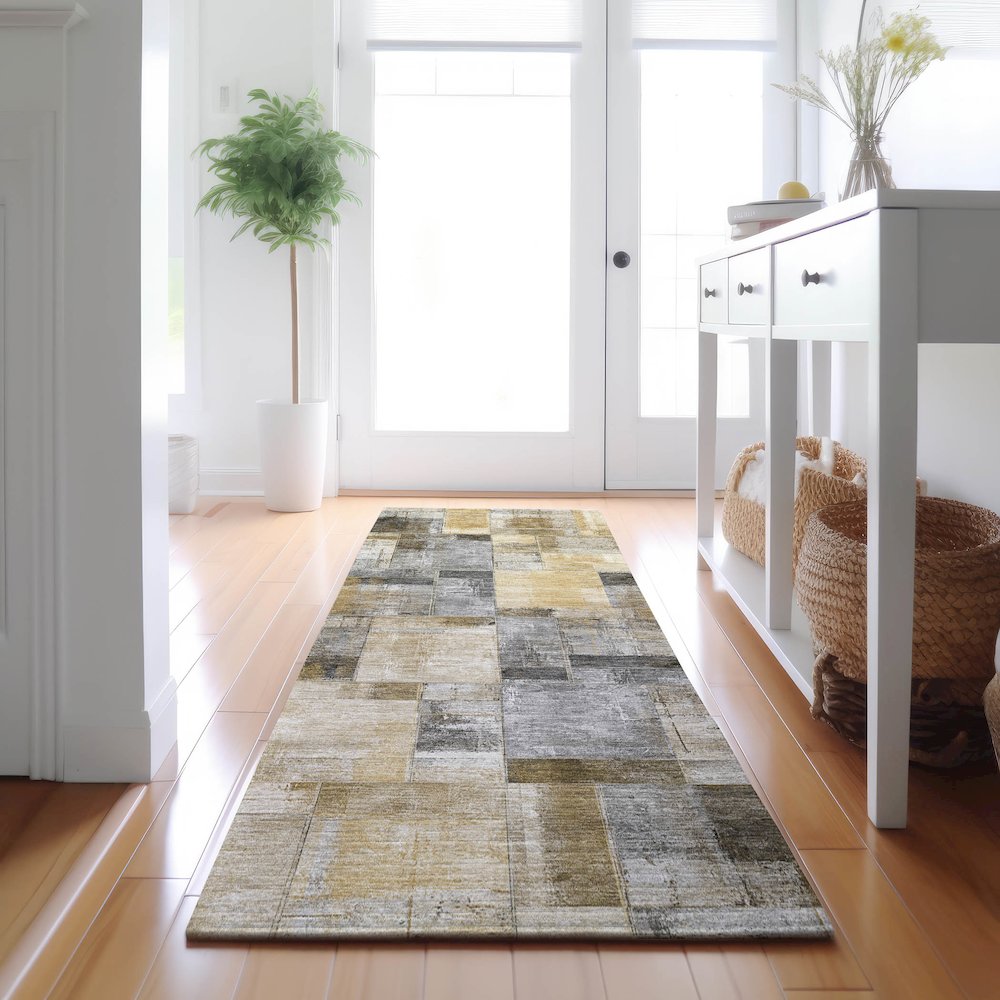 Luxury Washable Indoor/Outdoor Ravenna Granite 2'3" x 7'6" Runner Rug. Picture 5
