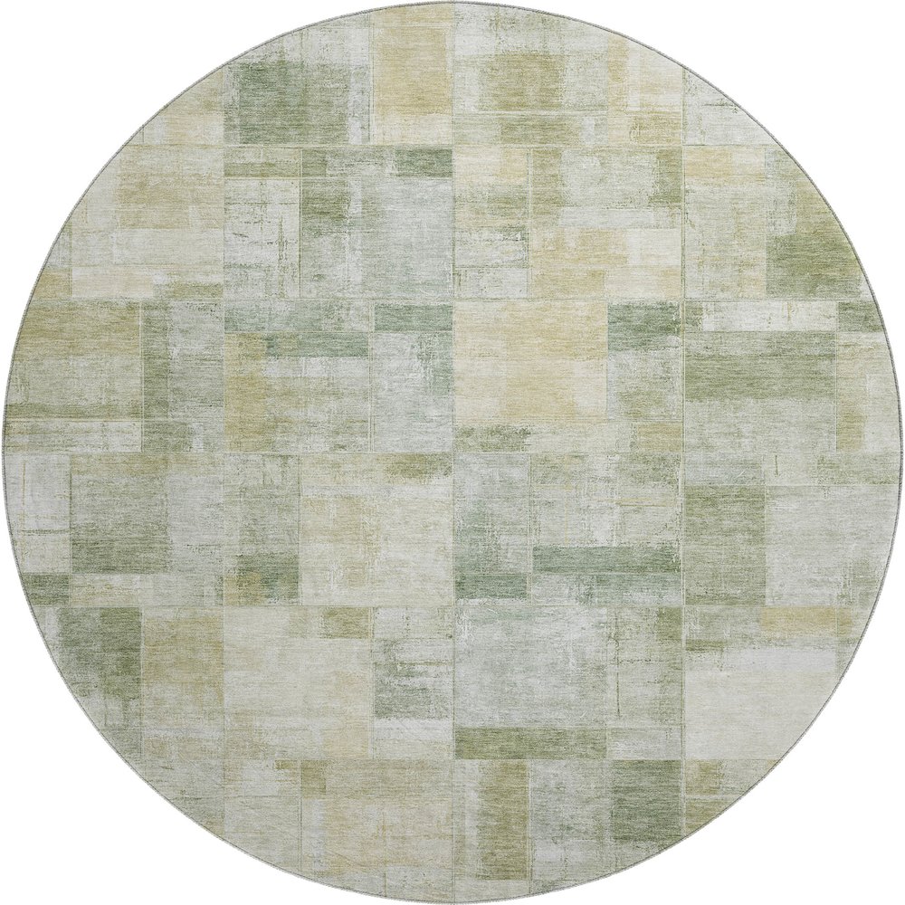 Luxury Washable Indoor/Outdoor Ravenna Sage 8' x 8' Round Rug. Picture 1
