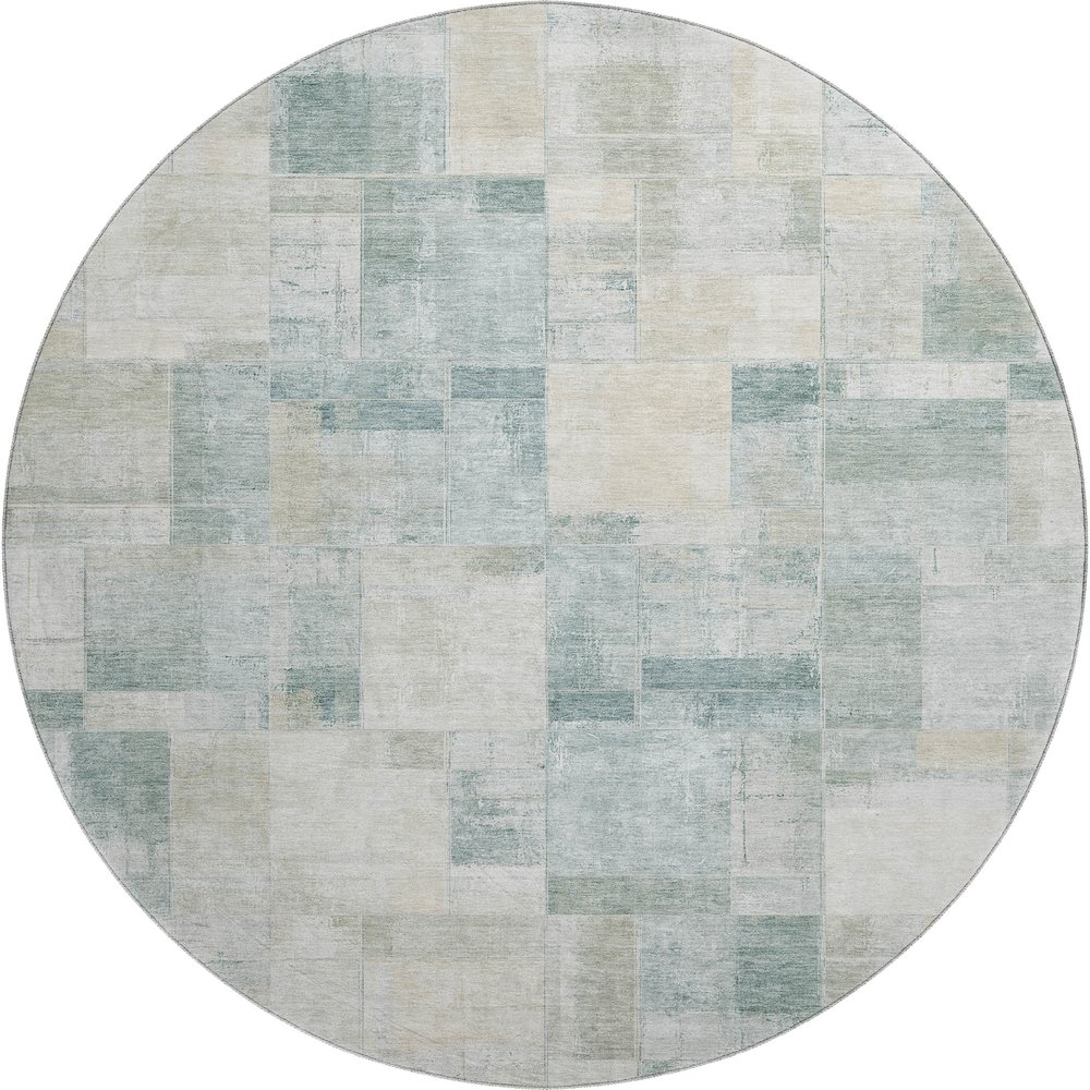 Luxury Washable Indoor/Outdoor Ravenna Seafoam 8' x 8' Round Rug. Picture 1