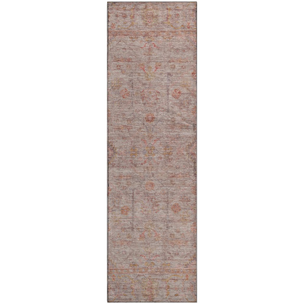 Luxury Washable Indoor/Outdoor Ravenna Coral 2'3" x 7'6" Runner Rug. Picture 1