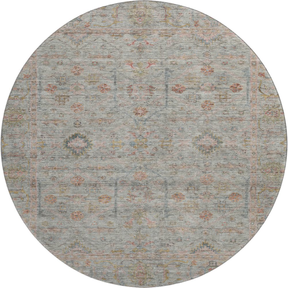 Luxury Washable Indoor/Outdoor Ravenna Taupe 8' x 8' Round Rug. Picture 1