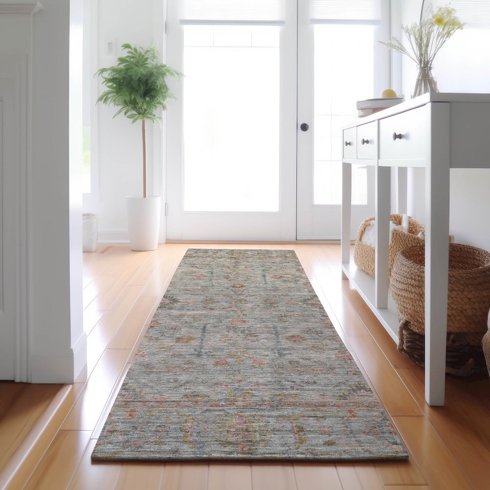 Luxury Washable Indoor/Outdoor Ravenna Taupe 2'3" x 7'6" Runner Rug. Picture 5