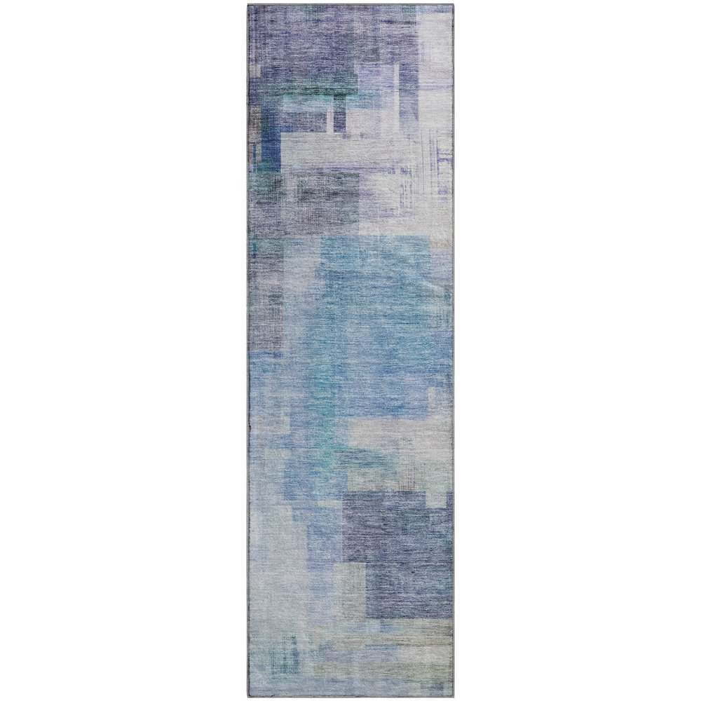 Luxury Washable Indoor/Outdoor Ravenna Blue 2'3" x 7'6" Runner Rug. Picture 1