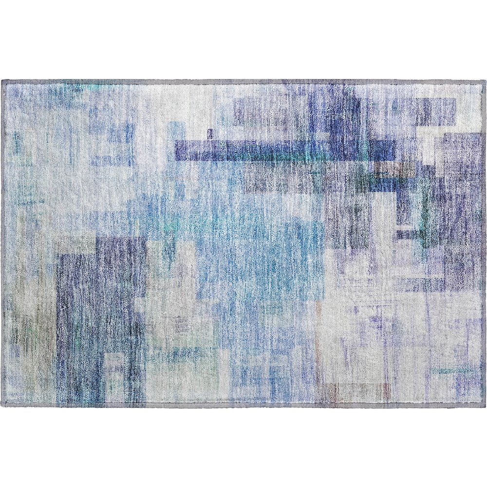 Luxury Washable Indoor/Outdoor Ravenna Blue 1'8" x 2'6" Rug. Picture 1