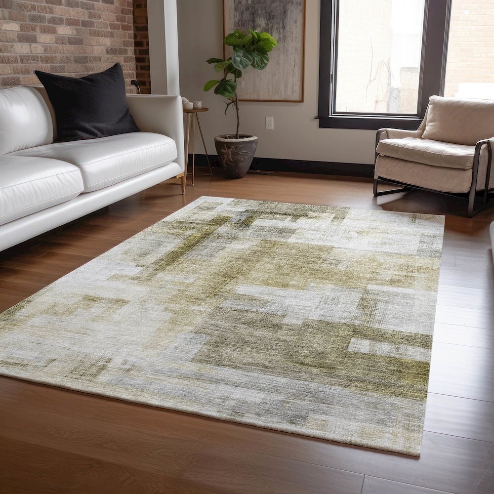 Luxury Washable Indoor/Outdoor Ravenna Taupe 2'6" x 3'10" Rug. Picture 5