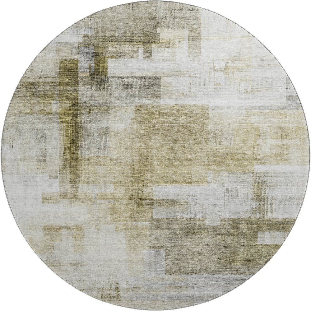 Luxury Washable Indoor/Outdoor Ravenna Taupe 8' x 8' Round Rug. Picture 1