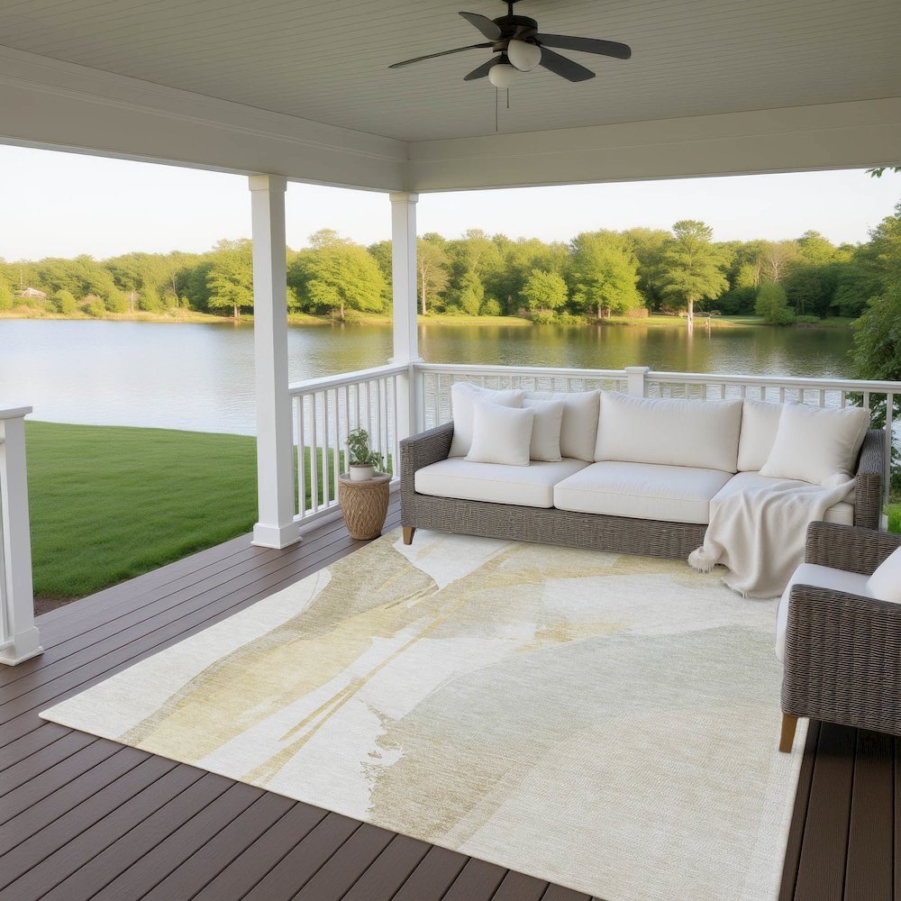 Luxury Washable Indoor/Outdoor Ravenna Beige 2'6" x 3'10" Rug. Picture 7