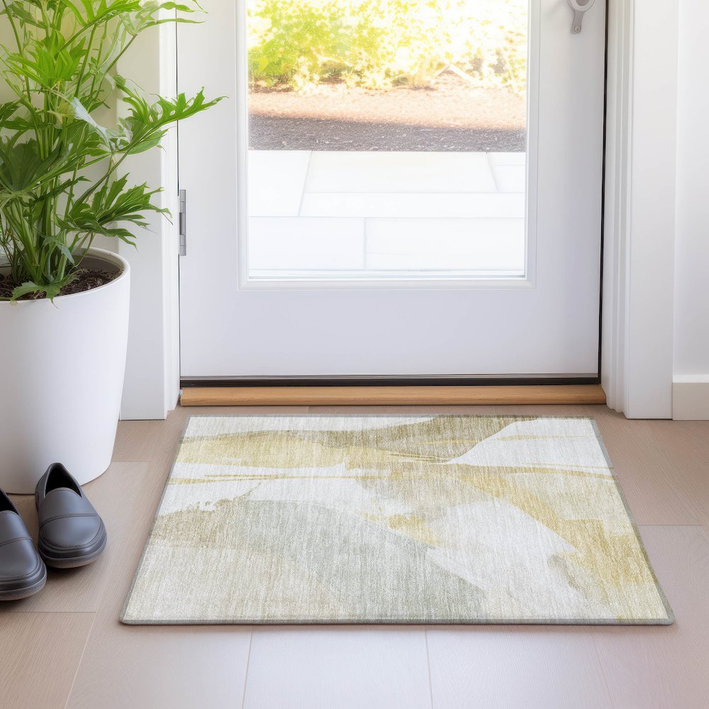 Luxury Washable Indoor/Outdoor Ravenna Beige 1'8" x 2'6" Rug. Picture 5