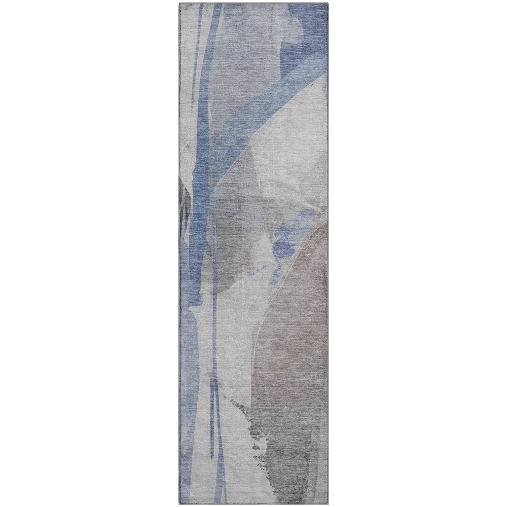 Luxury Washable Indoor/Outdoor Ravenna Denim 2'3" x 7'6" Runner Rug. Picture 1