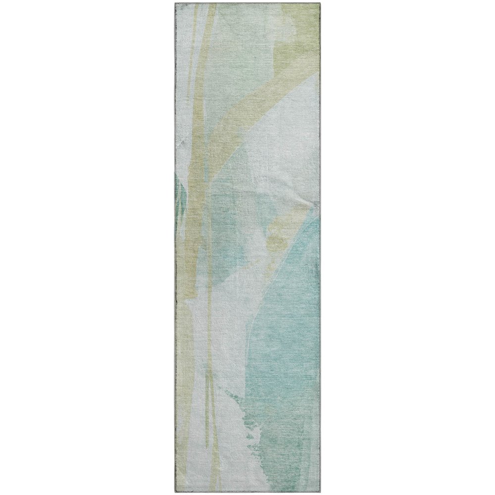 Luxury Washable Indoor/Outdoor Ravenna Teal 2'3" x 7'6" Runner Rug. Picture 1