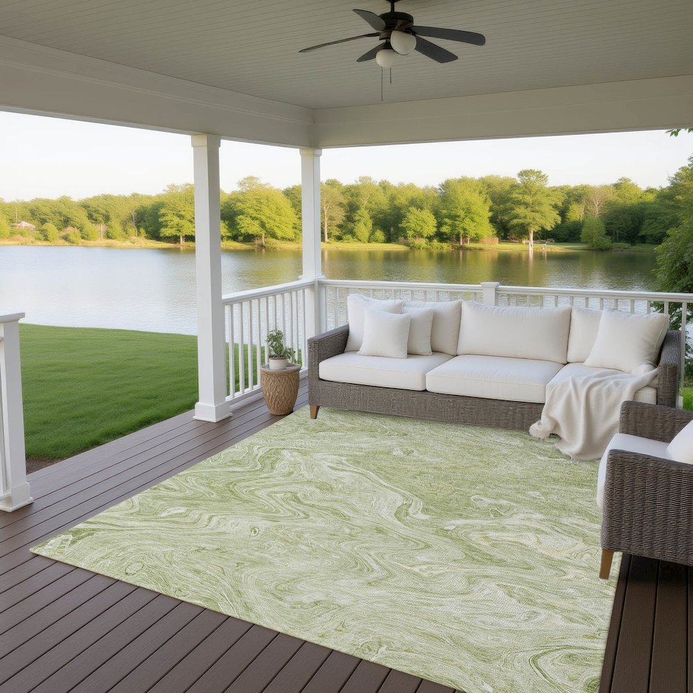 Luxury Washable Indoor/Outdoor Ravenna Sage 2'6" x 3'10" Rug. Picture 7