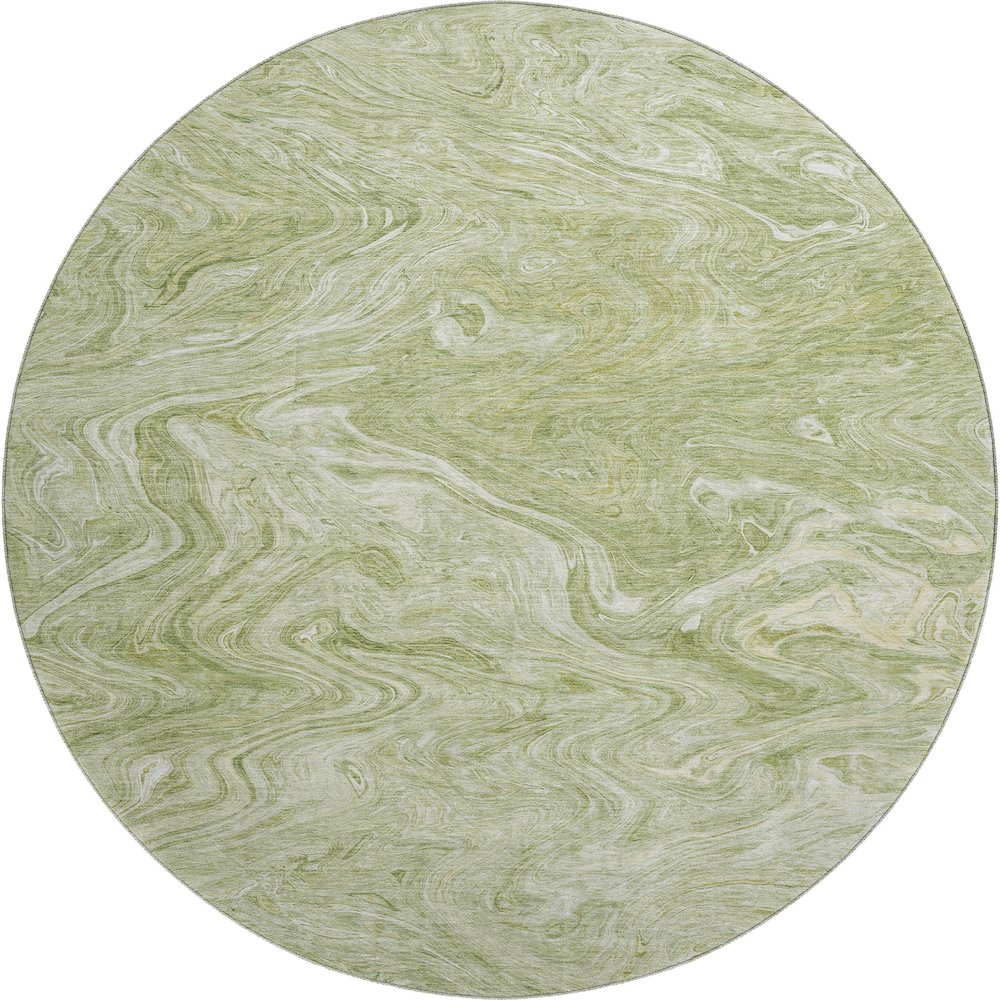 Luxury Washable Indoor/Outdoor Ravenna Sage 8' x 8' Round Rug. Picture 1