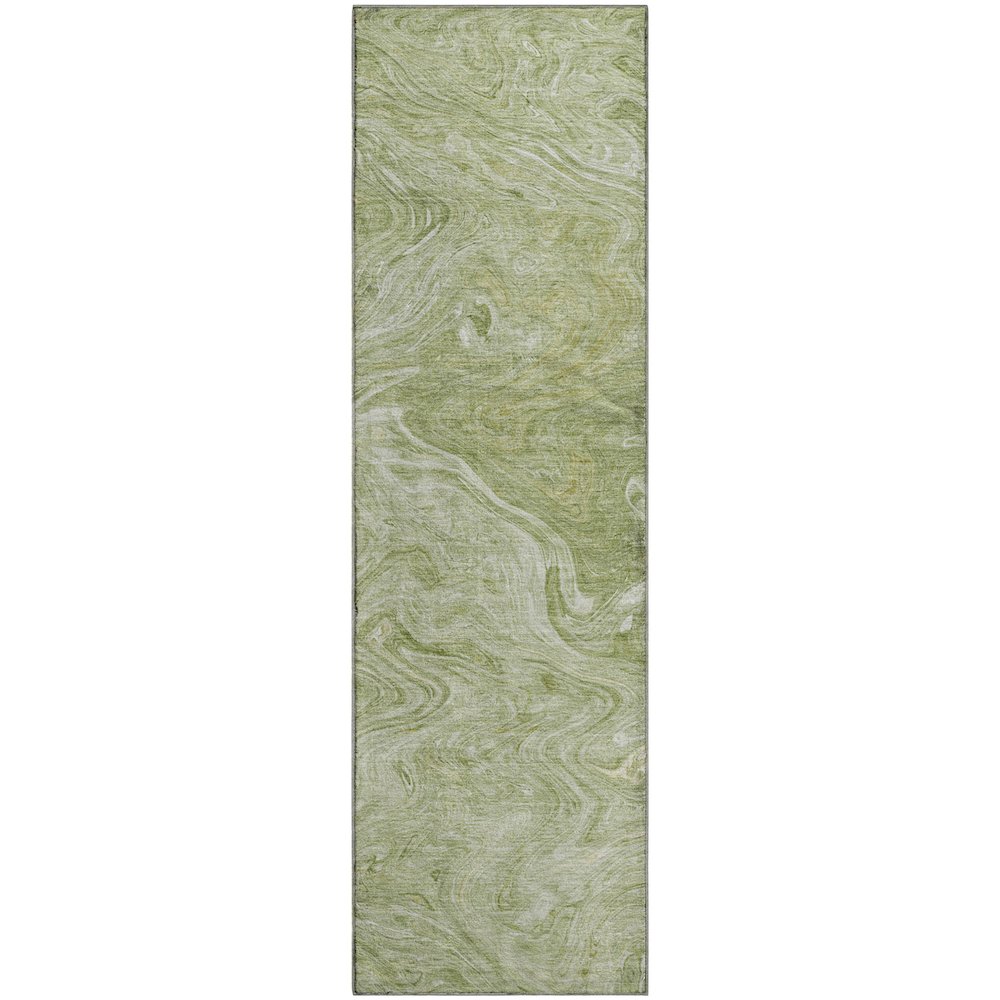 Luxury Washable Indoor/Outdoor Ravenna Sage 2'3" x 7'6" Runner Rug. Picture 1