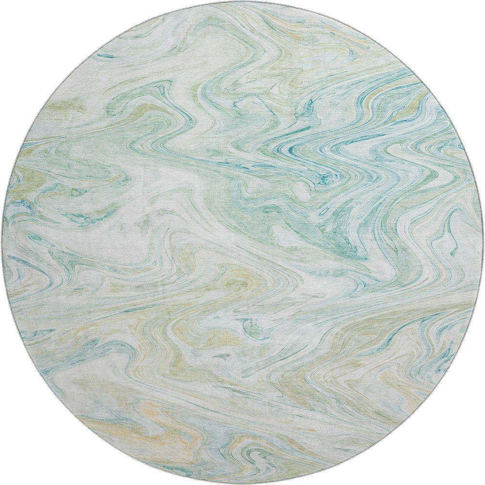 Luxury Washable Indoor/Outdoor Ravenna Sky 8' x 8' Round Rug. Picture 1