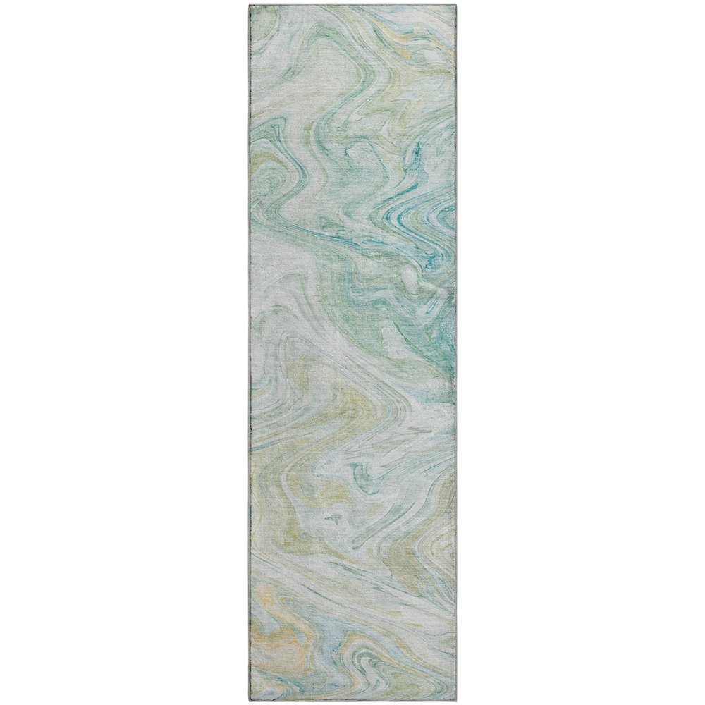 Luxury Washable Indoor/Outdoor Ravenna Sky 2'3" x 7'6" Runner Rug. Picture 1