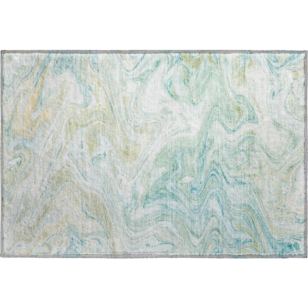 Luxury Washable Indoor/Outdoor Ravenna Sky 1'8" x 2'6" Rug. Picture 1