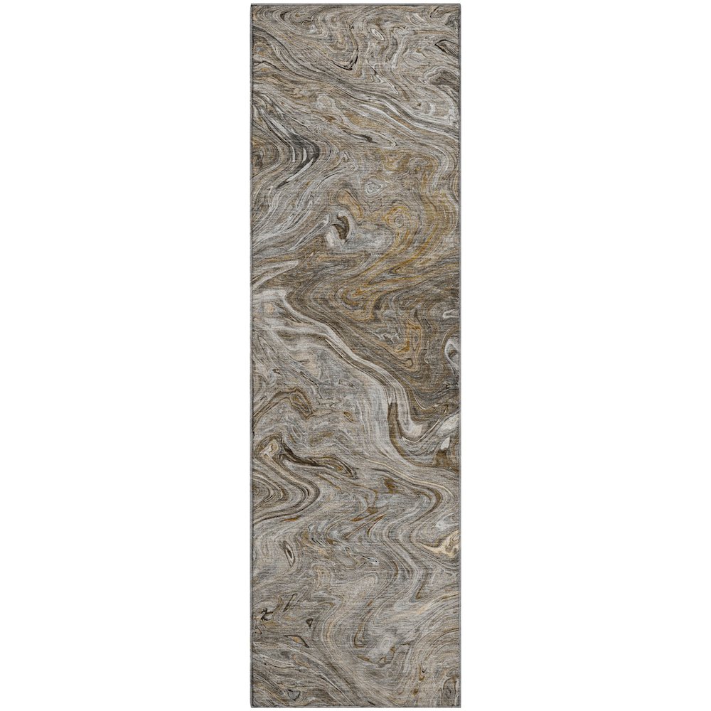Luxury Washable Indoor/Outdoor Ravenna Taupe 2'3" x 7'6" Runner Rug. Picture 1