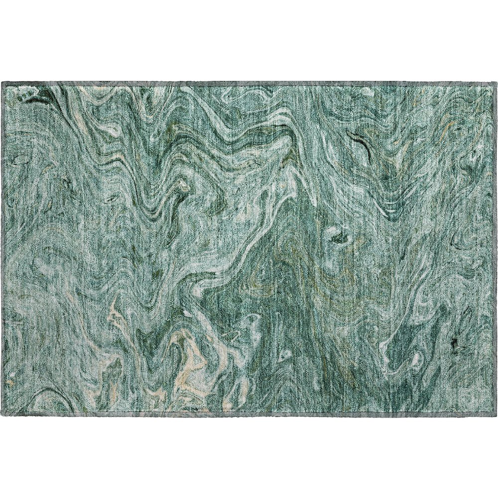 Luxury Washable Indoor/Outdoor Ravenna Teal 1'8" x 2'6" Rug. Picture 1