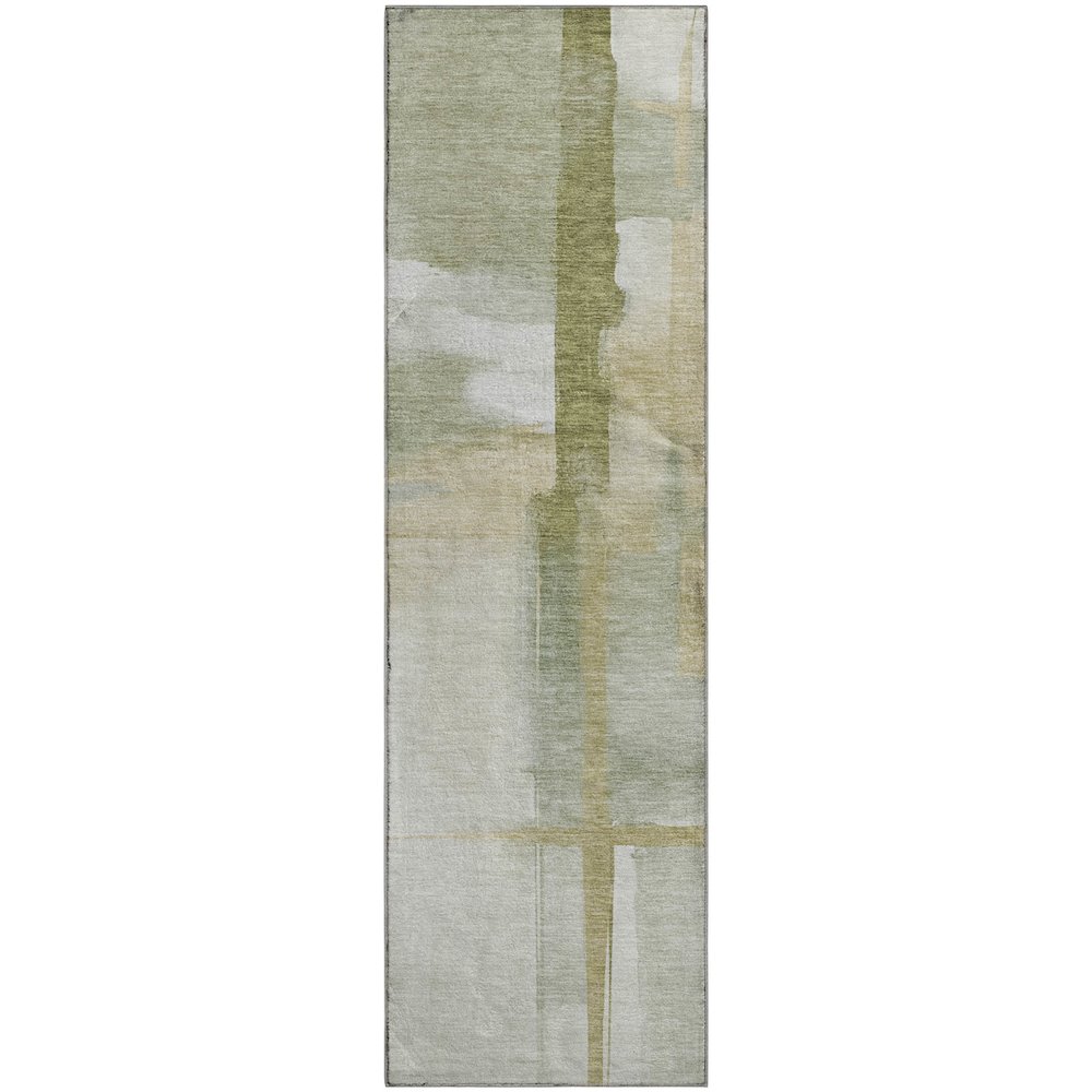 Luxury Washable Indoor/Outdoor Ravenna Aloe 2'3" x 7'6" Runner Rug. Picture 1