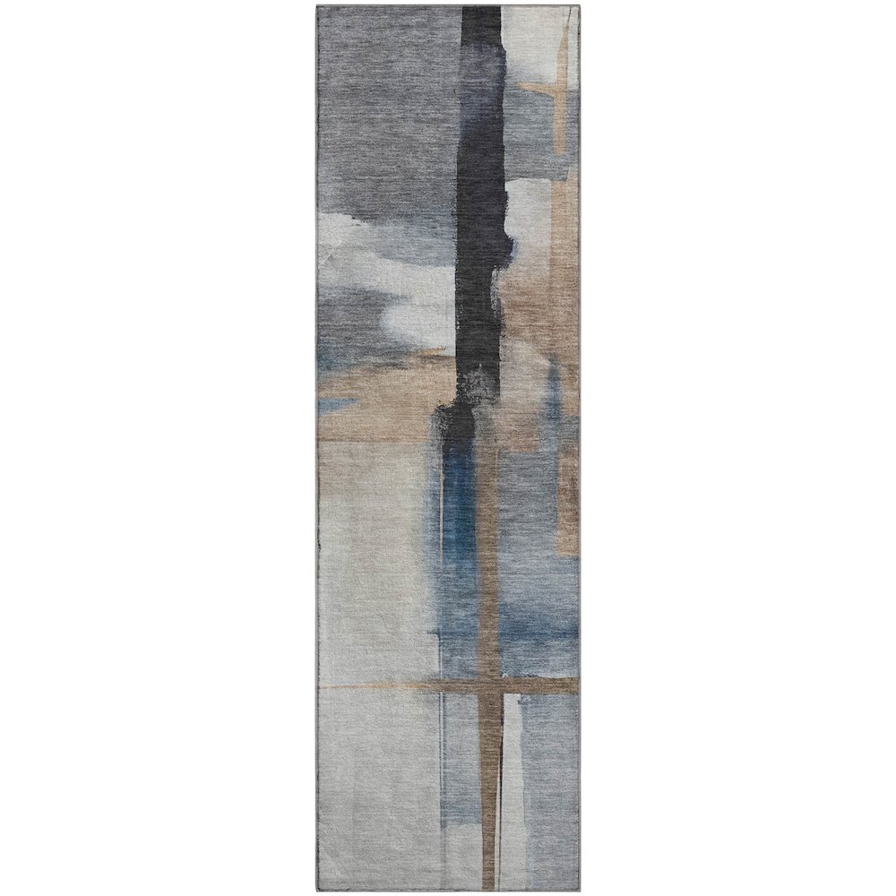Luxury Washable Indoor/Outdoor Ravenna Blue 2'3" x 7'6" Runner Rug. Picture 1