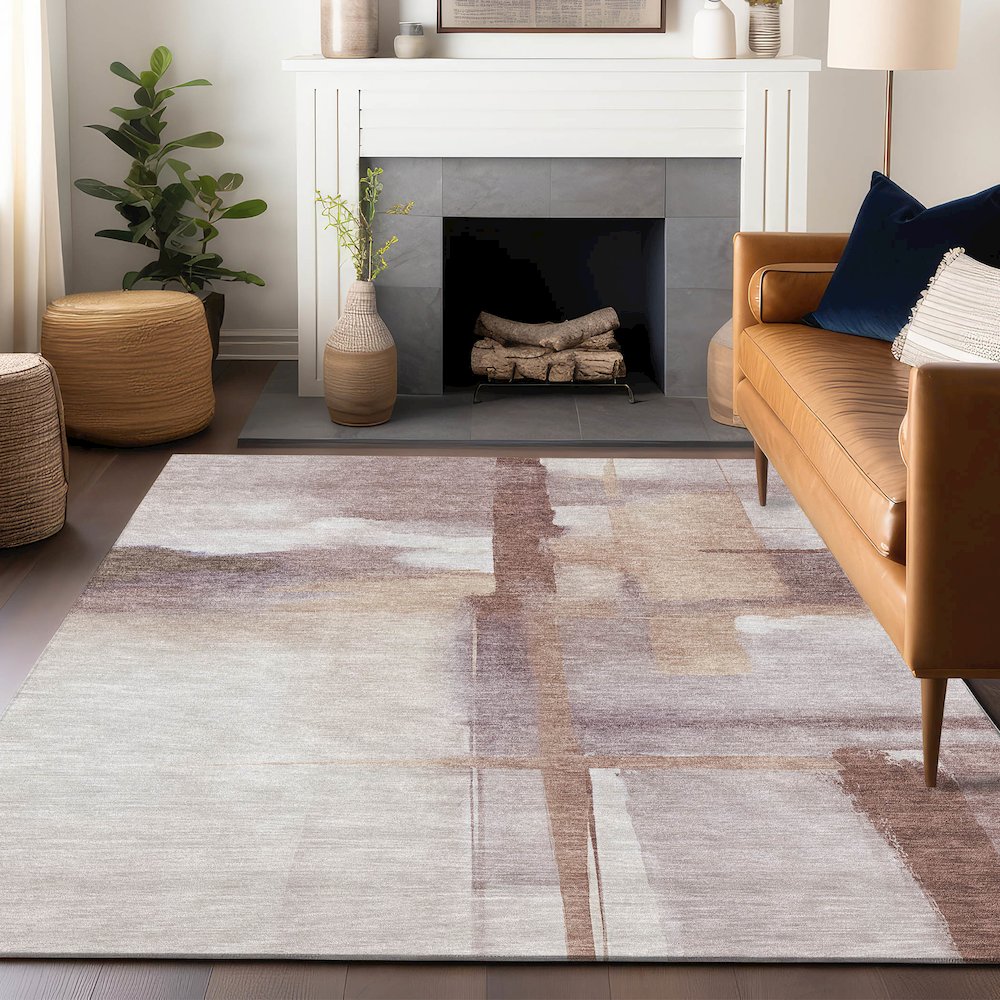 Luxury Washable Indoor/Outdoor Ravenna Blush 2'6" x 3'10" Rug. Picture 6