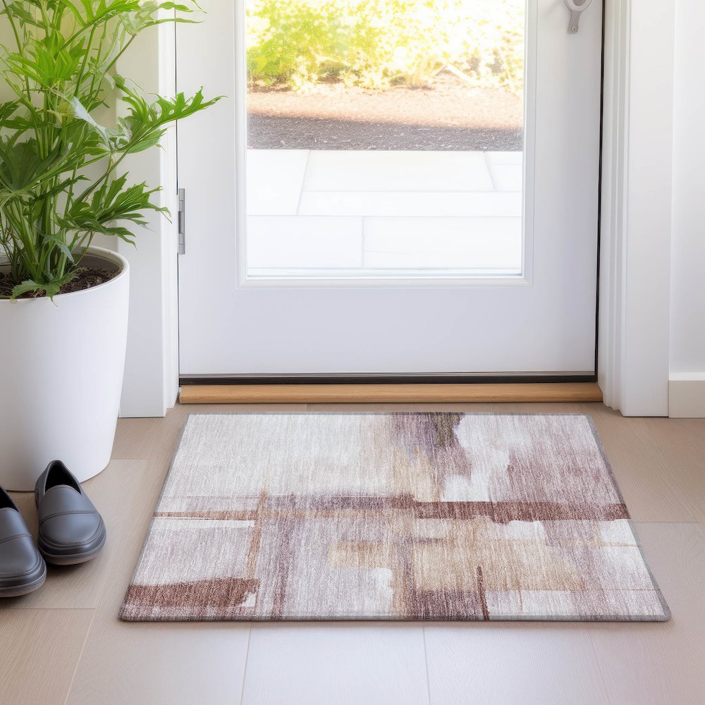 Luxury Washable Indoor/Outdoor Ravenna Blush 1'8" x 2'6" Rug. Picture 5