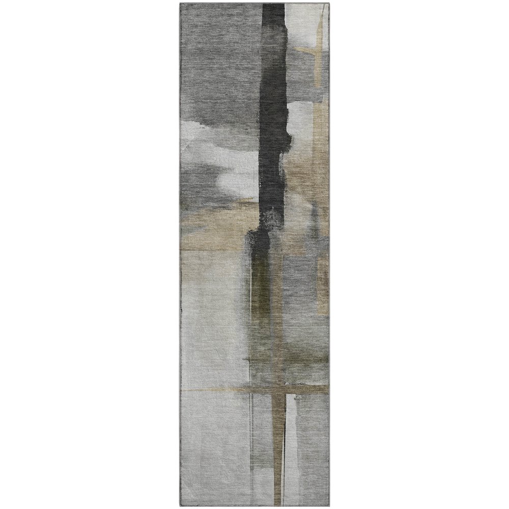 Luxury Washable Indoor/Outdoor Ravenna Gray 2'3" x 7'6" Runner Rug. Picture 1