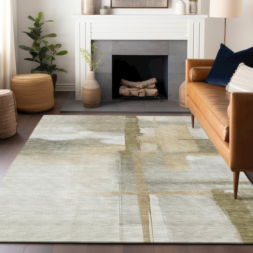 Luxury Washable Indoor/Outdoor Ravenna Putty 2'6" x 3'10" Rug. Picture 6