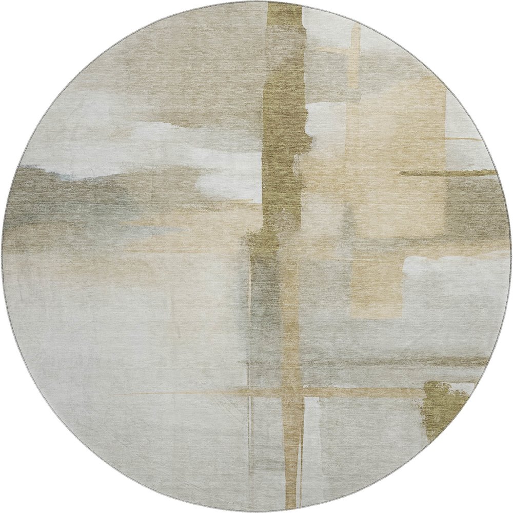 Luxury Washable Indoor/Outdoor Ravenna Putty 8' x 8' Round Rug. Picture 1