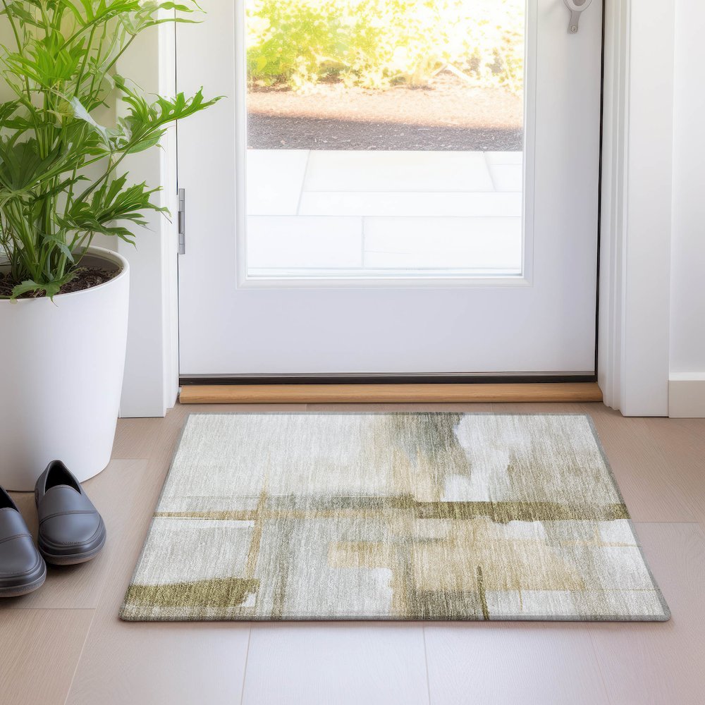 Luxury Washable Indoor/Outdoor Ravenna Putty 1'8" x 2'6" Rug. Picture 5